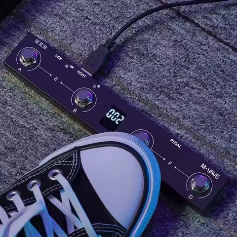 M-VAVE Chocolate Plus Wireless MIDI Controller 4-Button Pedal, USB/BT Programmable with 12H Battery 