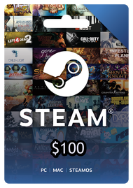 Steam Wallet 100 USD Gift Card Code $100 (for US Account)