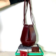 Cartier Bucket bag 酒紅色氣質水桶包肩背側背孭手袋 中古二手
