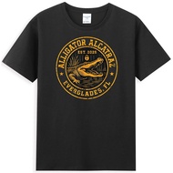 Alligator Alcatraz Florida Everglades Black Color Men's T-Shirt Graphic Short Sleeve Shirt Unisex Me