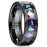 BONLAVIE 8mm Tungsten Carbide Ring Galaxy Color Opal Inlay Multi-Faceted Edge Men Women Wedding Ring