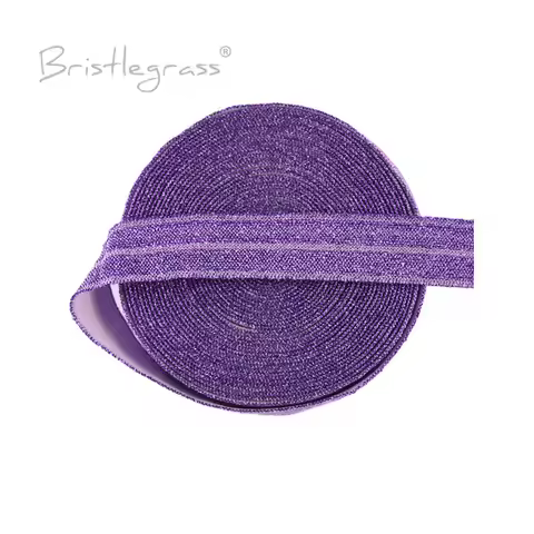 BRISTLEGRASS 2 5 10 Yard 5/8" 15mm Colorful Glitter FOE Fold Over Elastics Spandex Band Hair Tie Hea