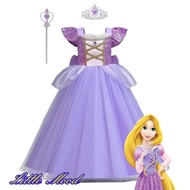 🇲🇾Ready Stock💥Fairy Tale Storybook Disney Tangled Princess Rapunzel Kids Cosplay Costume Set 迪士尼童话故事