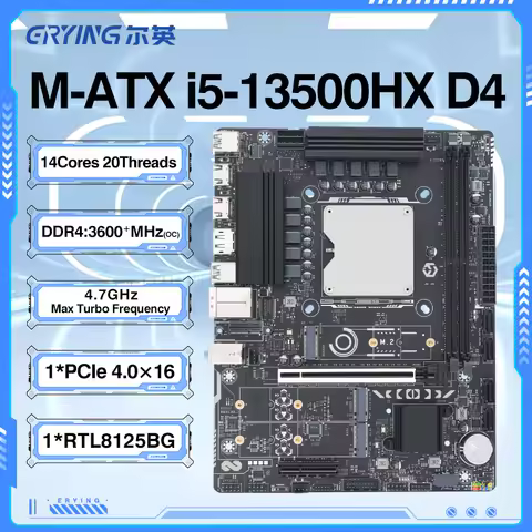 ERYING Kit Motherboard Integrated CPU i5 13500HX Procesador 14C20T 24MB DDR4 Dual placa mae LGA 1151