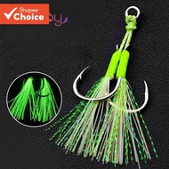 1pcs Luminous Fishing Hook 1/0-4/0 Assist Hook Jig Lure UV Double Hook Slow Fast Double Pair Jigging
