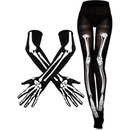 Jansun Halloween Skeleton Costume, Skeleton Gloves Set Women Horrible Stocking Socks Full Finger Lon