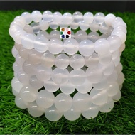 Lychee White Agate (Milky Moon Agate) 8.2 ~ 12.2mm Round Beads Bracelet