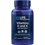 Life Extension Vitamins D and K with Sea-Iodine, vitamin D3, vitamin K1 and K2, iodine, supports imm