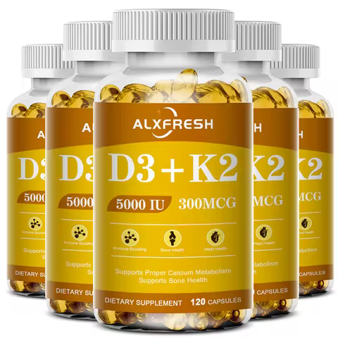 Alxfresh Vitamin D3K2 Capsule, Calcium Absorption, Bone &Joint Immune System Support, Collagen Boost