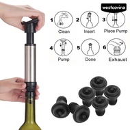 Westcovina Red Wine Saver Fresh Preserver Vacuum Air Pump with 6 Silicone Bottle Stoppers