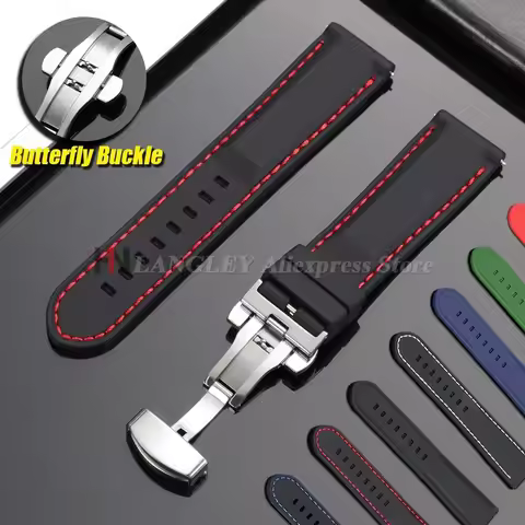 Quick Release Silicone Strap for Seiko 5 for Rolex Men's Women Sport Waterproof Watch Band Butterfly
