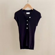Fiji Knit Button Top - Black