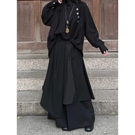 กางเกงขายาวเอวสูงสไตล์ Yohji Yamamoto ทรงหลวม ดีไซน์ไม่ระบุเพศ กางเกงขายาวทรงยาวคลุมเข่า ทรงลำลอง ฤด