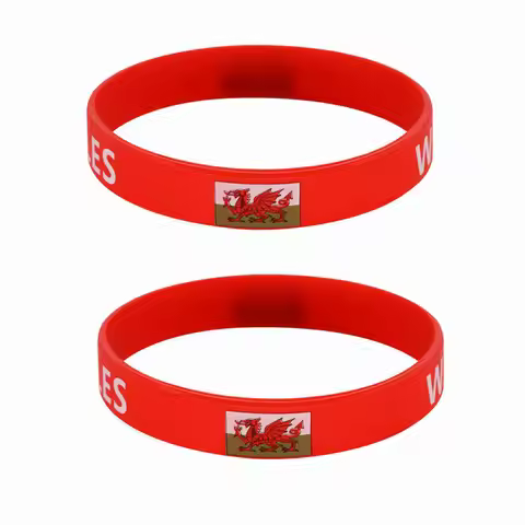 2pcs Welsh Flag Silicone Bracelets Sports Game Wristbands National Day Wrist Strap for Men Women Rub