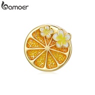 Bamoer 100% Sliver 925 Pendant Charm Shape-Lemon Flower Fit Bracelet Necklace Women Fashion Beads & 