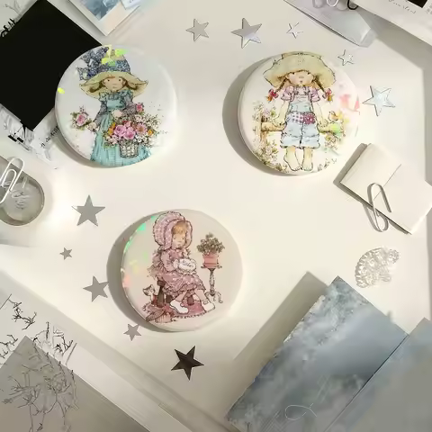 Art S-Sarah Kay Cartoon girl cute Laser Badge Pins Handmade Brooches for Backpack Gifts Bag Decor Fa