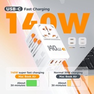 TESSAN 140W GaN Compact Universal Travel Adapter with 2 USB 2 Type C Fast Charging Travel Adaptor