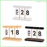 RAN Rustic Wood Desktop Calendar Flip Desk Perpetual Calendar Standing Desk Calendar