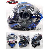 MHR FU926 Racing Full Face Helmet Black Blue Double Visor Flip Up Ninja CBR250RR Z800 Z250 R6 R15M R