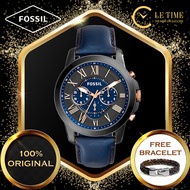 [Authentic] Fossil Grant Chronograph Navy Leather Men Watch Jam Tangan Lelaki FS5061 For Man