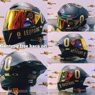 Helm full face kyt tt course itam doff leopard gold paket ganteng 100%