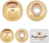 Beebeecraft 40Pcs 6mm 4mm Stopper Beads 18K Gold Plated Slider Beads Insert Rubber Stopper Positioning Spacer Beads for DIY Jewelry Making