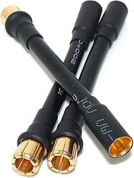 3-Pack 8mm Male to 6.5mm Female Bullet Connector Extension Adapters, 10AWG Silicone Wire, 3in (7.6cm