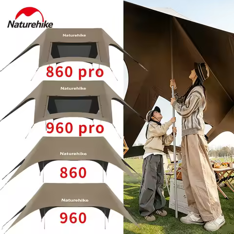 Naturehike Rope-free Canopy Tarp Waterproof Awning Sun Shelter 15D Titanium Black Outdoor Camping La