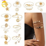 SUBEI1 Opening Arm Bracelet, Metal Multi Style Wide Open Bangle, Glamorous Gold Color Adjustable Fas