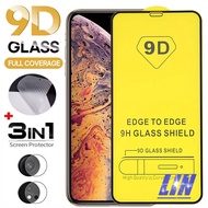 3IN1 9D Black Edge Thickened Tempered Glass film Huawei NovaY61 Y70 Y90 9SE 7SE 6SE 7i 4e 3i Plus P30 Lite Y7A Y6P Y7P Y6 Y6S Y7 9 Y9S 2019 Prime X6A X7A X8A X7B X8B