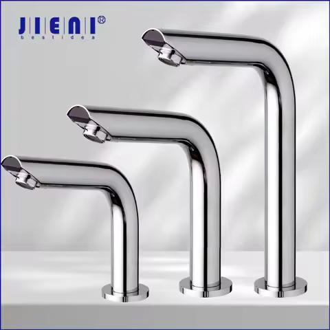 JIENI Smart Bathroom Faucet Chrome Inductive Washbasin Faucets Stream Deck Mounted Touchless Sensor 