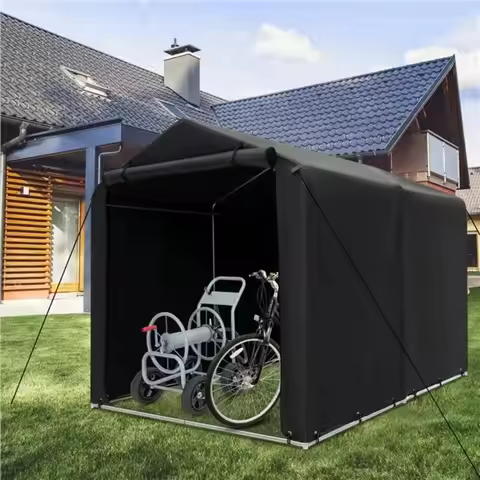 7 X 5.2 X 5.4 Ft Outdoor Storage Shed with Waterproof Cover, Roll-up Zipper Door, Heavy-duty Portabl