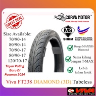 Corva Motor Tayar Viva Tubeless Ft238 70/90-14 80/90-14 70/90-17 80/90-17 120/70-17 Tmax Tayar Motor Lc135 Maxxis Diamon