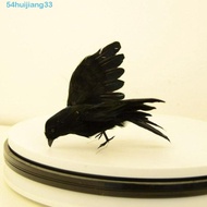 HUIJIANG Bird Ornament Black Decorative Bird Deter Miniatures Seasonal Artificial Crow Statue