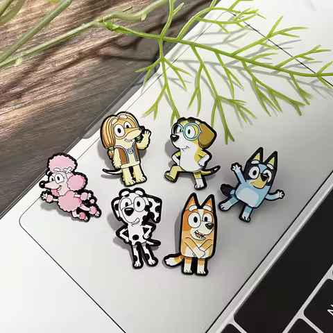 6pcs Bluey Cartoon Character Enamel Pins Set - Honey Bingo & Chloe Design Fashion Backpack & Clothin