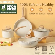 Carote Nonstick Pan Kitchen Cookware Set 4 Pieces Wok One Piece Die Cast Fit All Stoves