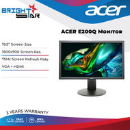 ACER E200Q Monitor (19.5 Inch HD+ | TN | 60Hz | 6ms | 200 nits | VGA + HDMI)