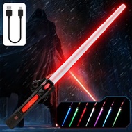 Light Up Saber for Kids, Dual Light Sword RGB 7 Colors Changeable with 3 Modes FX Sound, Expandable 