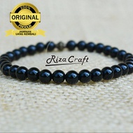 Gelang Tasbih Batu Akik Alam Black Onyx Hitam ASLI Alami Natural Unik Cantik untuk Pria Wanita Cowok