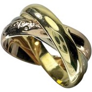 CARTIER Trinity 戒指，8 號，18K 黃金/白金/PG，7.0 克，#52，無序號，三顏色，女士