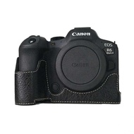 Non-slip Litchi Grain Leather Case for Canon EOS R5/R5ii/R6/R6II Mark 2 Protective Cover Magnetic PU