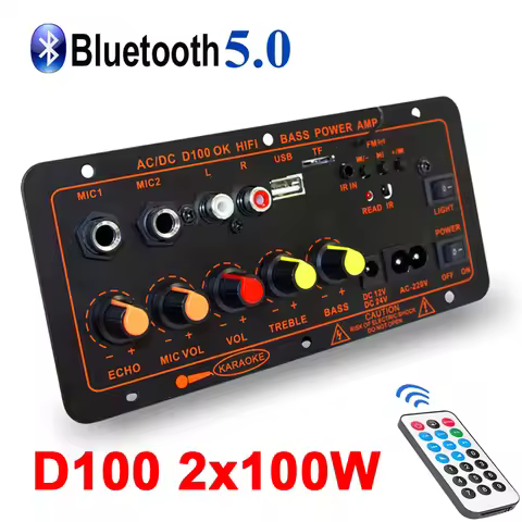 D100 D300 Audio Amplifier Board 600W Support Dual Microphone Bluetooth Amplificatore Subwoof for 4Oh