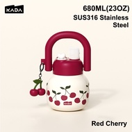 KADA Tumbler (23OZ) with Handle and Straw Wide Mouth Cap Lid Vacuum Insulated Hot and Cold Tumbler