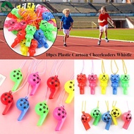 CHLIZ 10pcs Plastic Whistle Kids DIY Toys Referee Sport Rugby With Black/Yellow Rope Cartoon Whistles