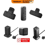 TESSAN - SG Safety Mark, Wall Multi Plugs Sockets Surge Protector Extension Tower with USB & Type C