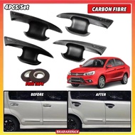 PROTON SAGA 2016 - 2024 DOOR HANDLE COVER Carbon Fibre Car Door Handle Cover Inner Bowl Saga Door Ha