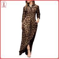 fulaide Leopard Geometric Patchwork Print Dress Chic Leopard Print Maxi Dress for Women Spring Autum