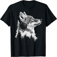 Coyote Animal Motif Illustration Music Headphone Coyote T-Shirt