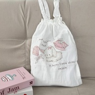 Mocorie - Ishani Coquette Drawstring Bag Coquette Ribbon Totebag Pink Ribbon Drawstring Totebag Coqu