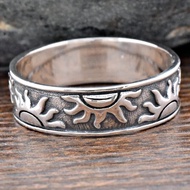 Sun Greece Mystery Retro Ring Female Medieval Style Jewelry Texture Three-dimensional Accessories